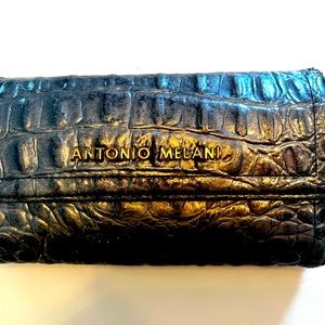 Antonio Melani blue croc leather fill wallet.